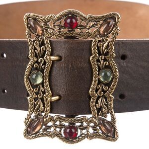 Ralph Lauren Collection Fall 18 Anniversary Filigree Cabochon Gem Buckle Belt